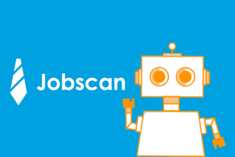 Jobscan tie logo with an orange robot