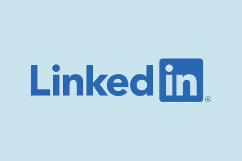 The LinkedIn logo in blue on a light blue background